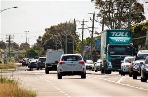 Traffic banked up along Governor Road on an overcast day