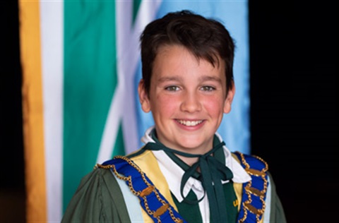 The junior mayor, Eli Murphy, in ceremonial robes.