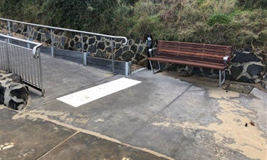 Seating has been installed at sections along the new ramp at Parkdale Yacht Club for people to enjoy the lovely bay views.