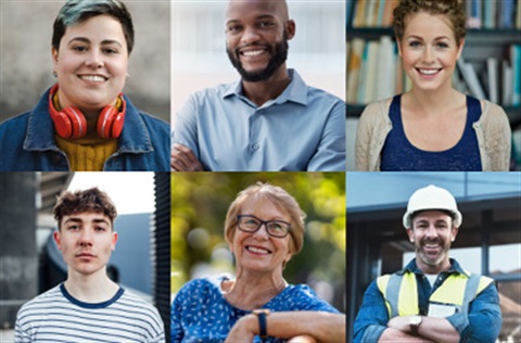 A grid showing 6 different people to represent the different community members that make up Kingston