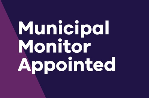 A tile reading Municipal Monitor Appointed