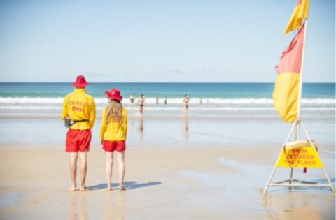 Lifeguards inspecting a beach