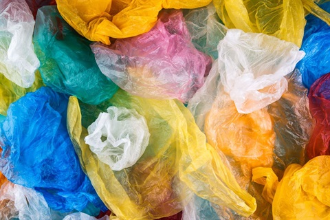 multicoloured plastic bags piled on each other