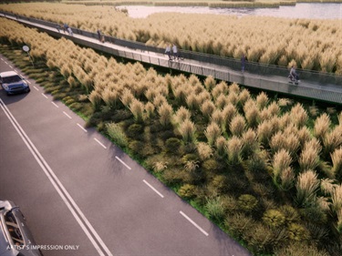 Artists render of the new boardwalk at Edithvale wetlands