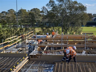 Preparation for the level one floor slab commences