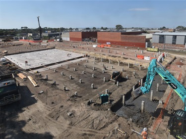 Piling continues to north as works commence on 50m pool base 25 March 2025