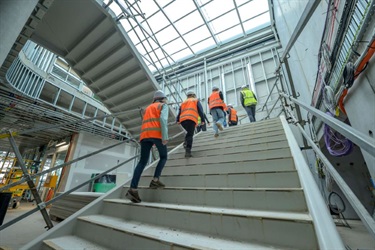 Walking up to the second floor