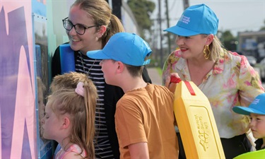 Local school kids joined the Mayor, Cr Oxley and ward councillor, Cr Law to take a sneak peek of the progress through the new viewing windows.