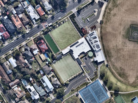 Aerial view of Mordialloc Bowls Club