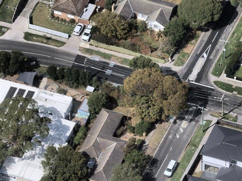 An aerial view of davey street and keith street intersection in parkdale