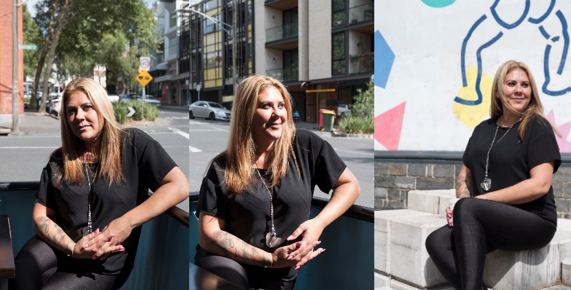 portrait of a woman names Vicky sitting in various locations